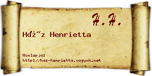 Ház Henrietta névjegykártya