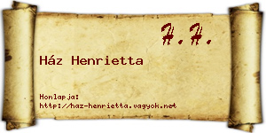 Ház Henrietta névjegykártya